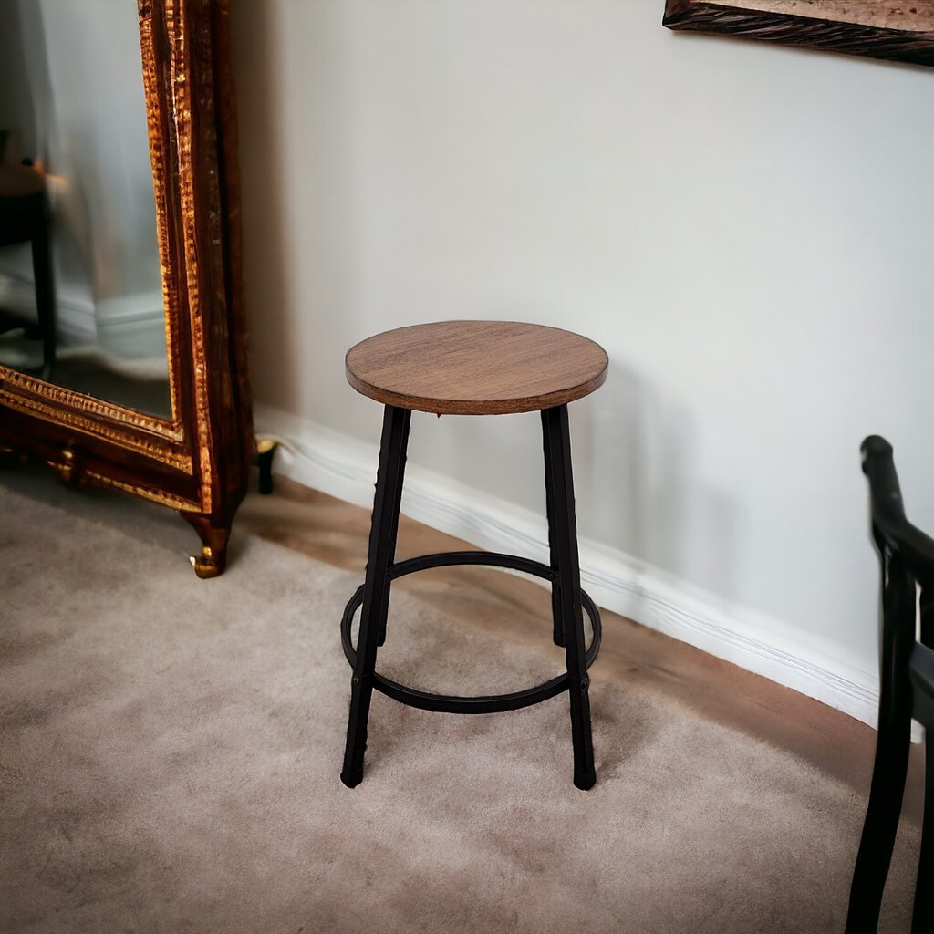 4900 Black Metal and Wood Accent Table